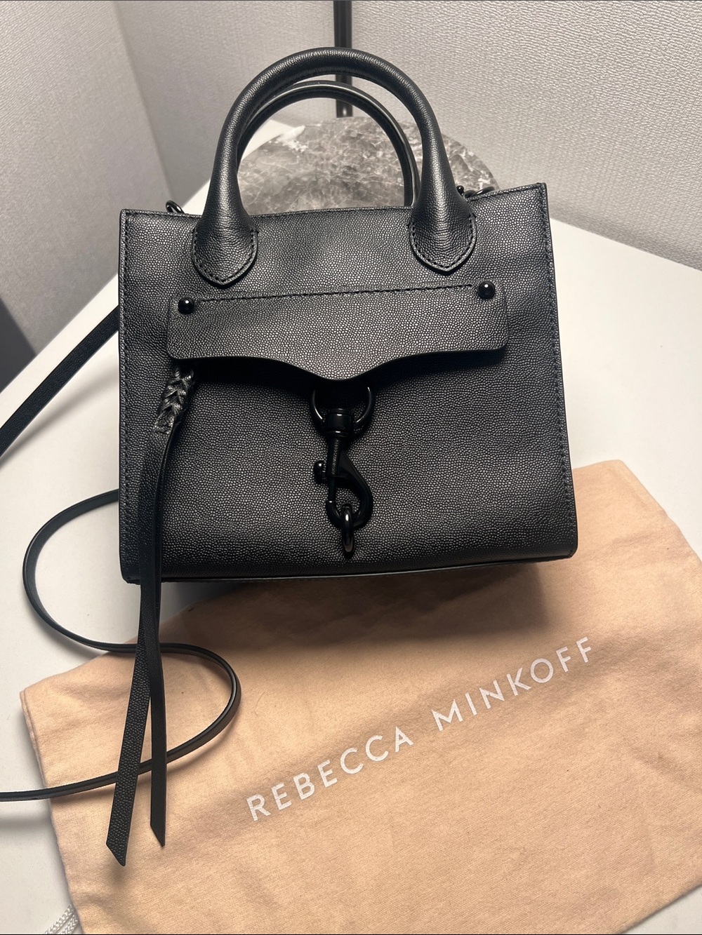 Rebecca Minkoff Black Leather Satchel with Top Handles